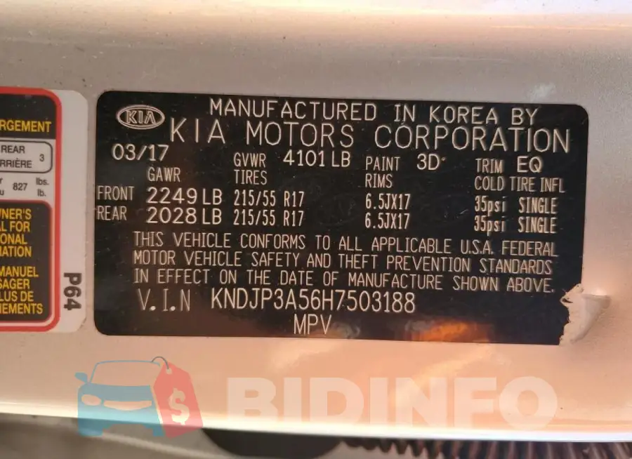 KNDJP3A56H7503188 Photo# 13