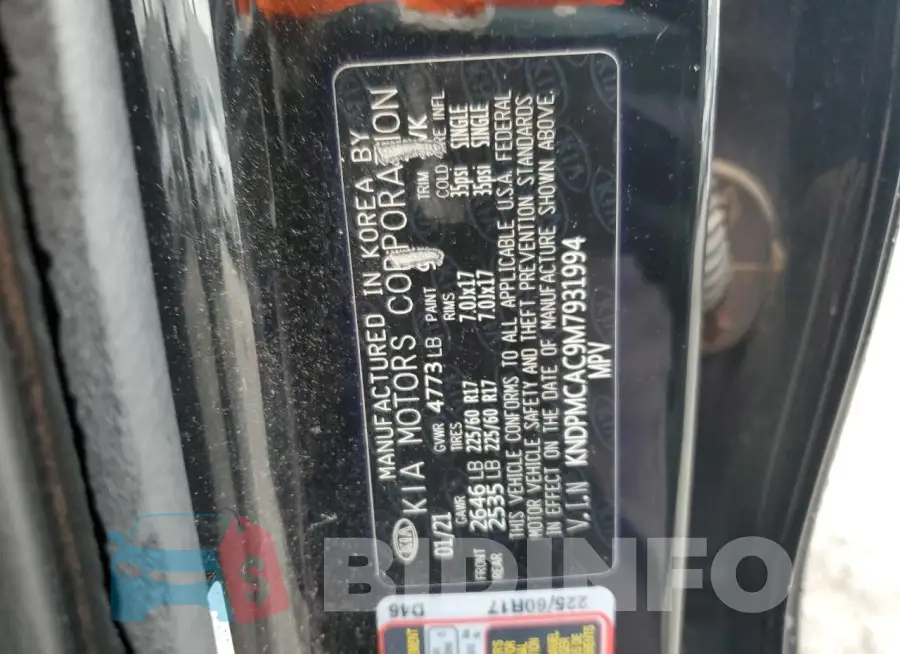 KNDPMCAC9M7931994 Photo# 13