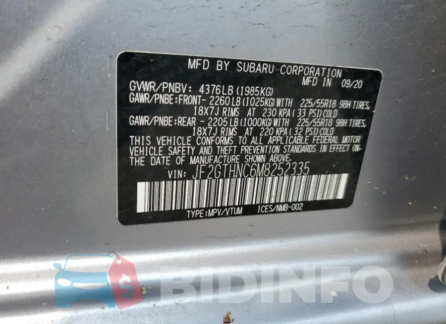 JF2GTHNC6M8252335 Photo# 12
