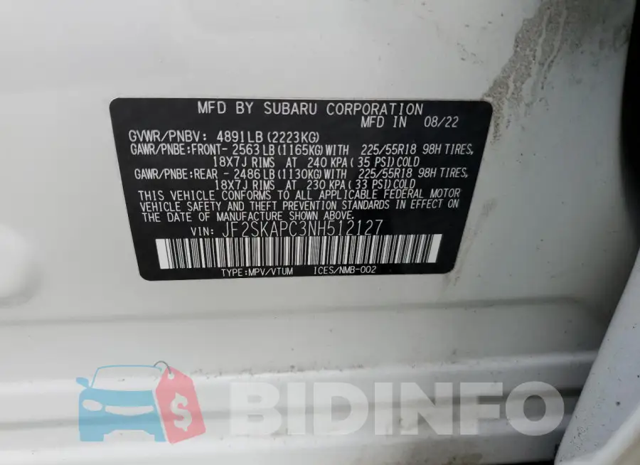 JF2SKAPC3NH512127 Photo# 13