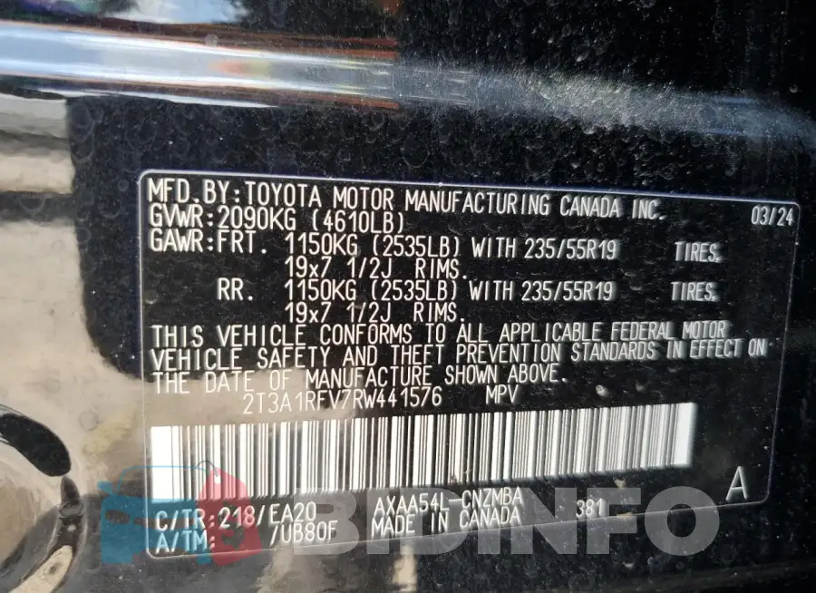 2T3A1RFV7RW441576 Photo# 13
