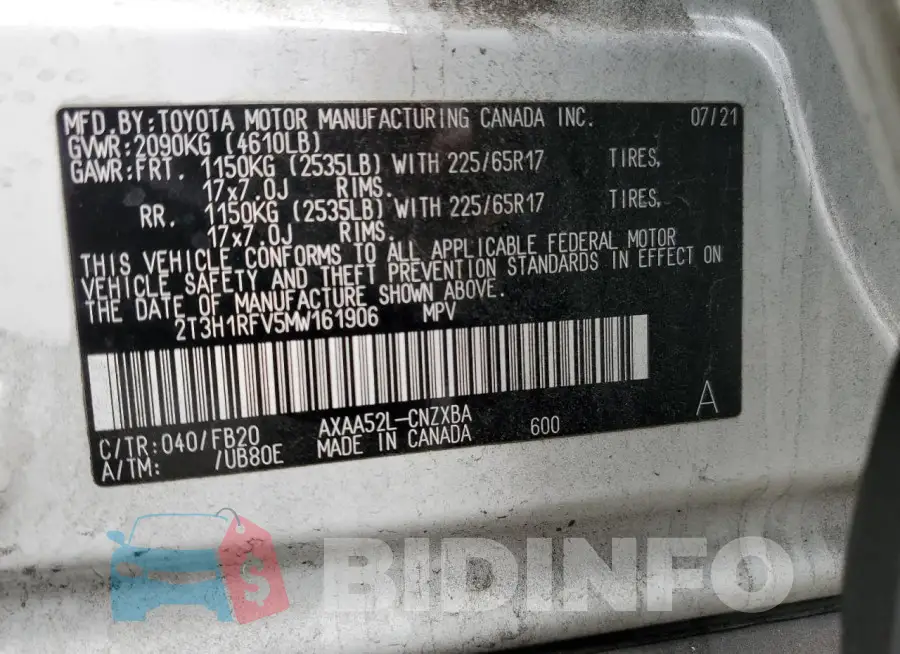 2T3H1RFV5MW161906 Photo# 12