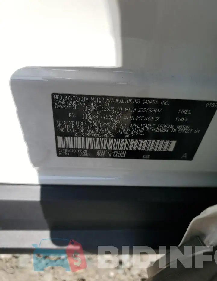 2T3K1RFV6NC180280 Photo# 12
