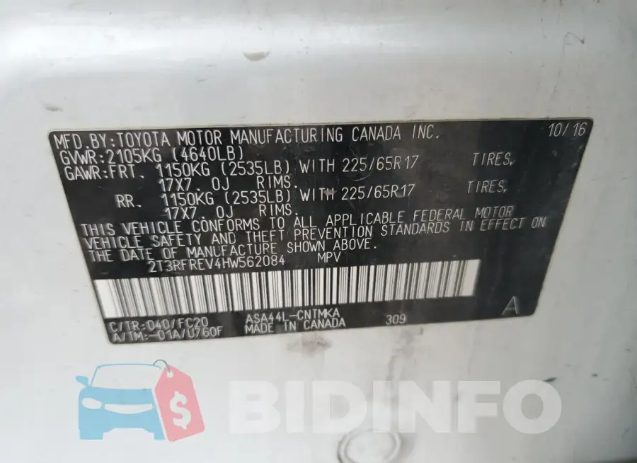 2T3RFREV4HW562084 Photo# 13