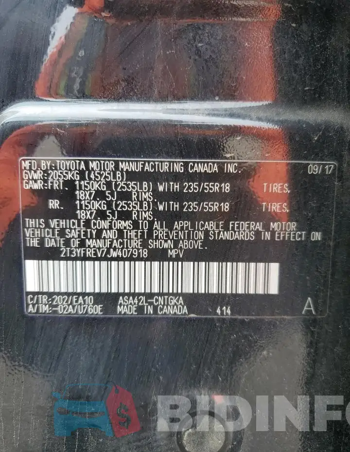 2T3YFREV7JW407918 Photo# 13