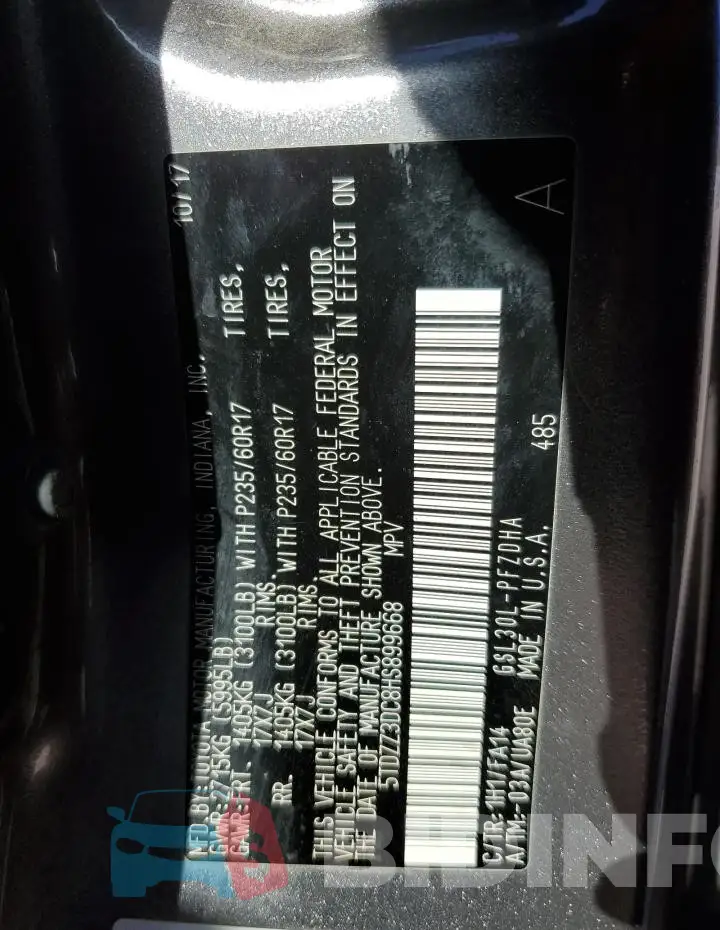 5TDZZ3DC8HS899668 Photo# 13