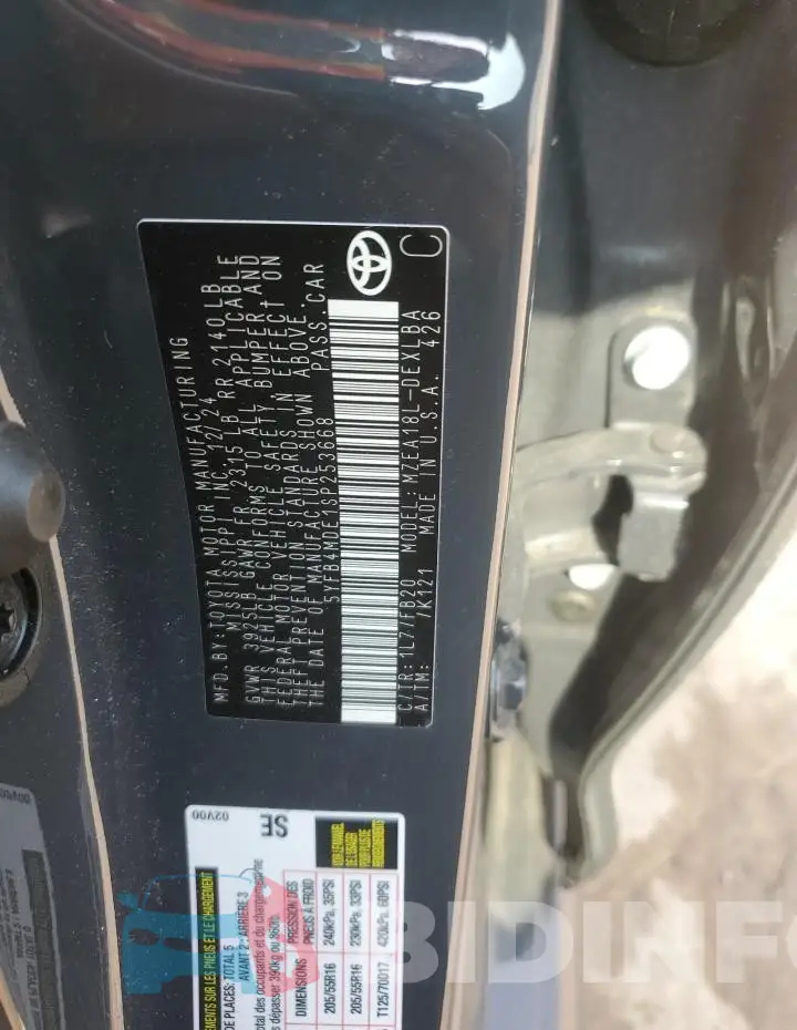 5YFB4MDE1SP253668 Photo# 12