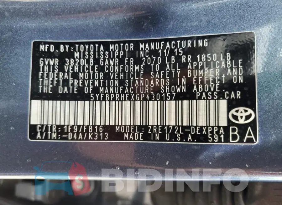 5YFBPRHEXGP430157 Photo# 12