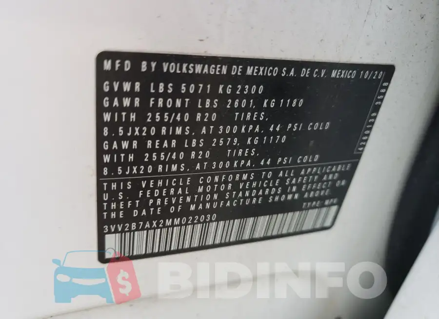 3VV2B7AX2MM022030 Photo# 12