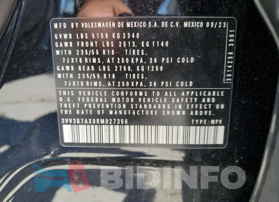 3VV3B7AX8RM027356 Photo# 13