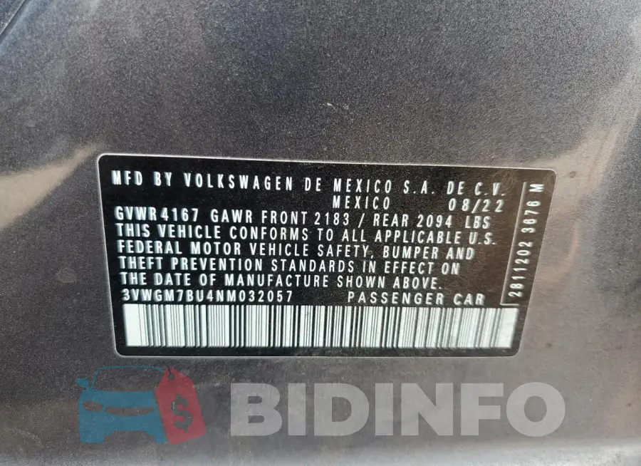 3VWGM7BU4NM032057 Photo# 12