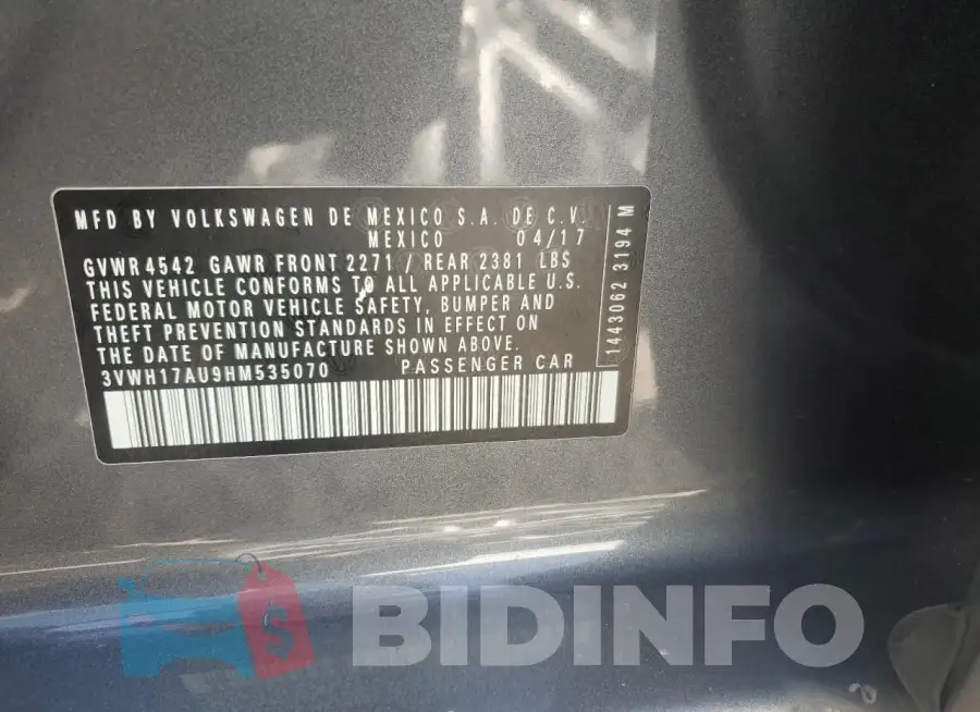 3VWH17AU9HM535070 Photo# 12
