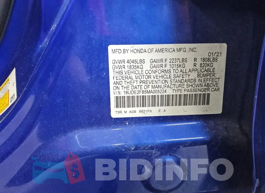 19UDE2F85MA005224 Photo# 12