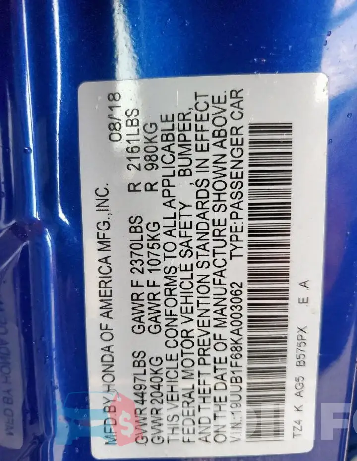 19UUB1F68KA003062 Photo# 12