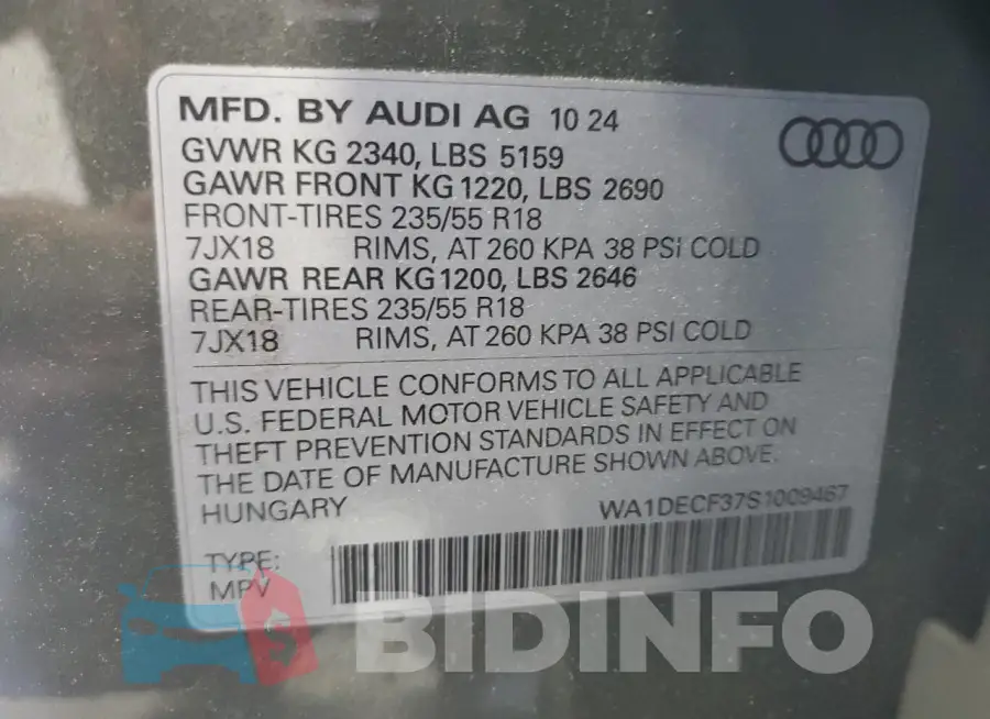 WA1DECF37S1009467 Photo# 13