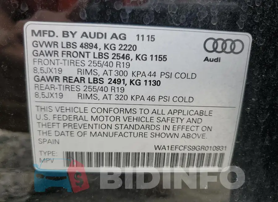 WA1EFCFS9GR010931 Photo# 13