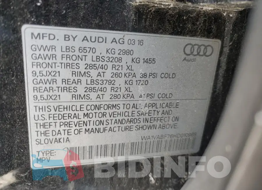 WA1VABF76HD010968 Photo# 13