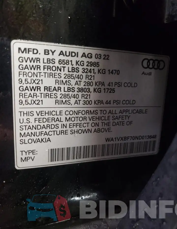 WA1VXBF70ND013648 Photo# 12