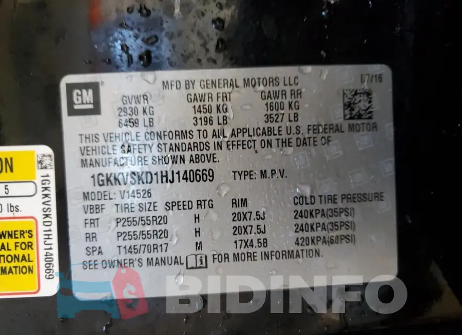 1GKKVSKD1HJ140669 Photo# 13