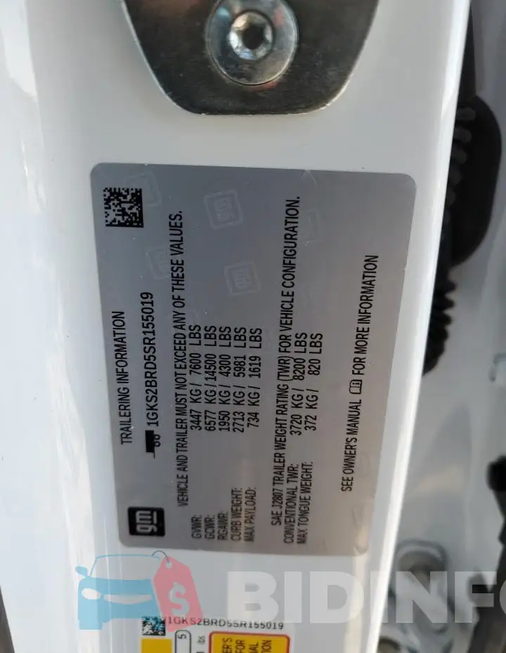 1GKS2BRD5SR155019 Photo# 13