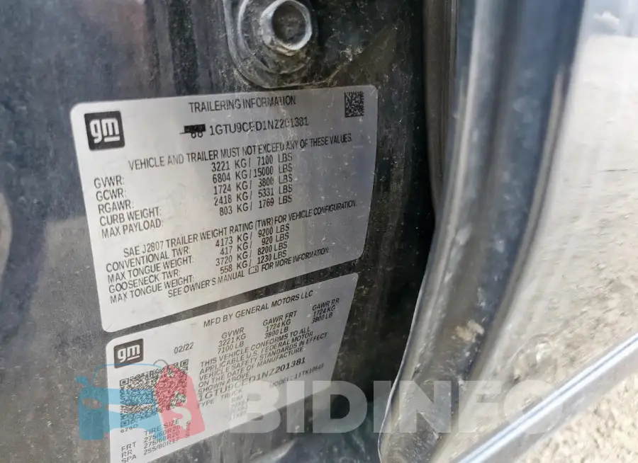 1GTU9CED1NZ201381 Photo# 12