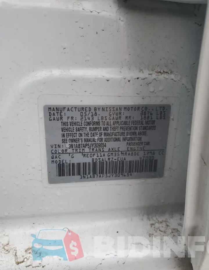 3N1AB7AP5JY309654 Photo# 12