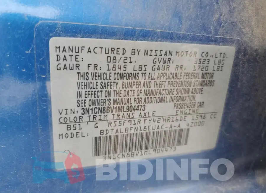 3N1CN8BV1ML904473 Photo# 12