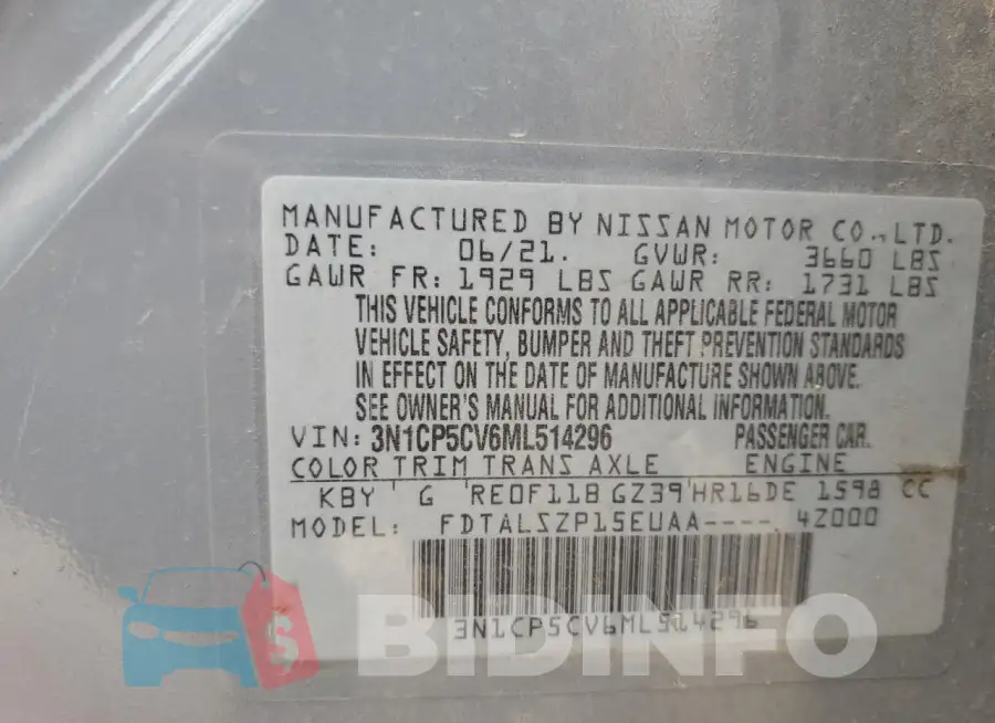 3N1CP5CV6ML514296 Photo# 13