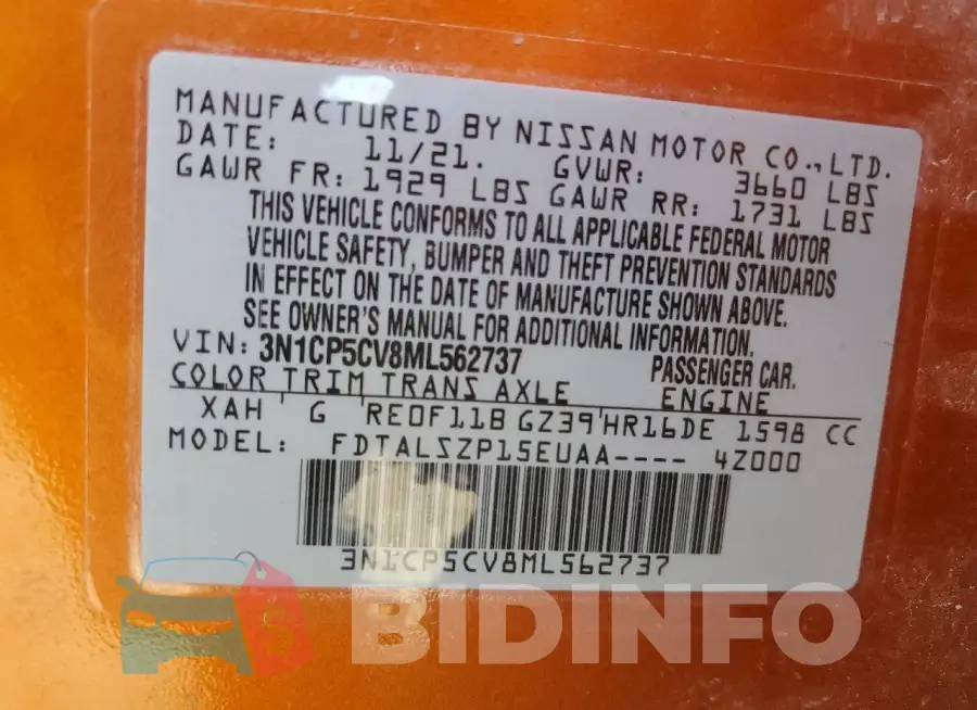 3N1CP5CV8ML562737 Photo# 12