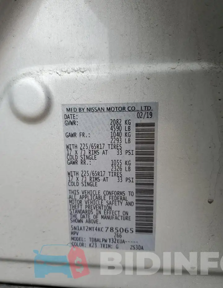 5N1AT2MT4KC785065 Photo# 12