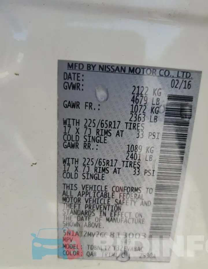 5N1AT2MV2GC813003 Photo# 14