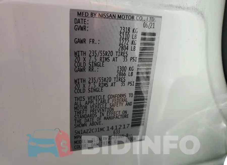 5N1AZ2CJ1MC141217 Photo# 13