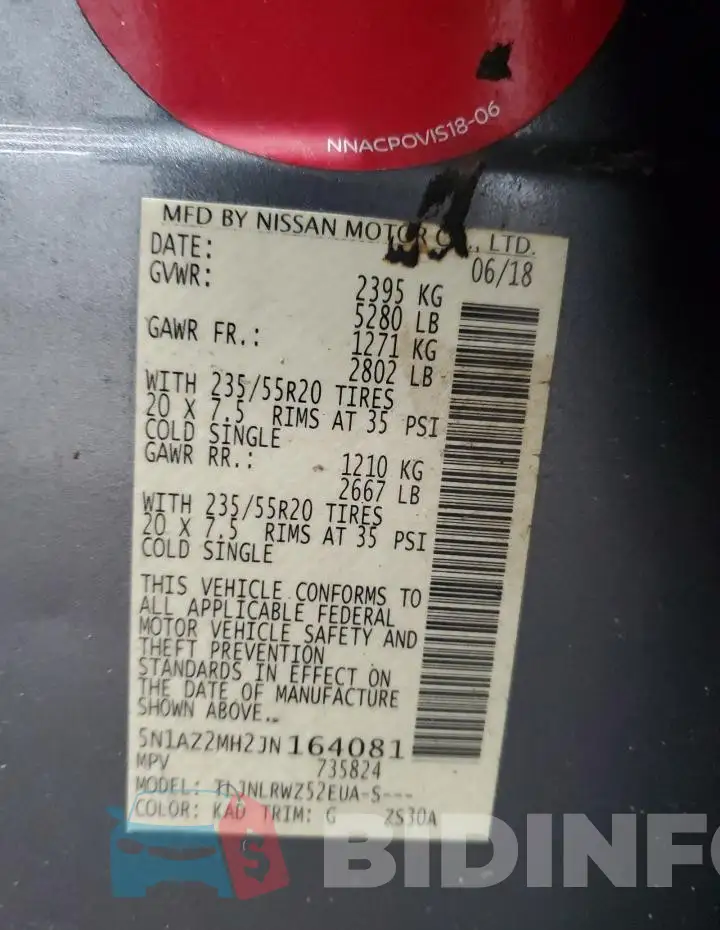 5N1AZ2MH2JN164081 Photo# 13