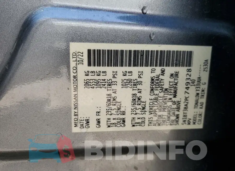 5N1BT3BA2PC749328 Photo# 13