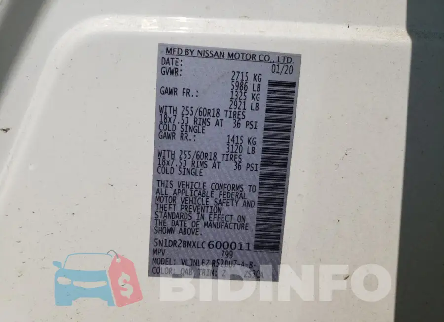 5N1DR2BMXLC600011 Photo# 13
