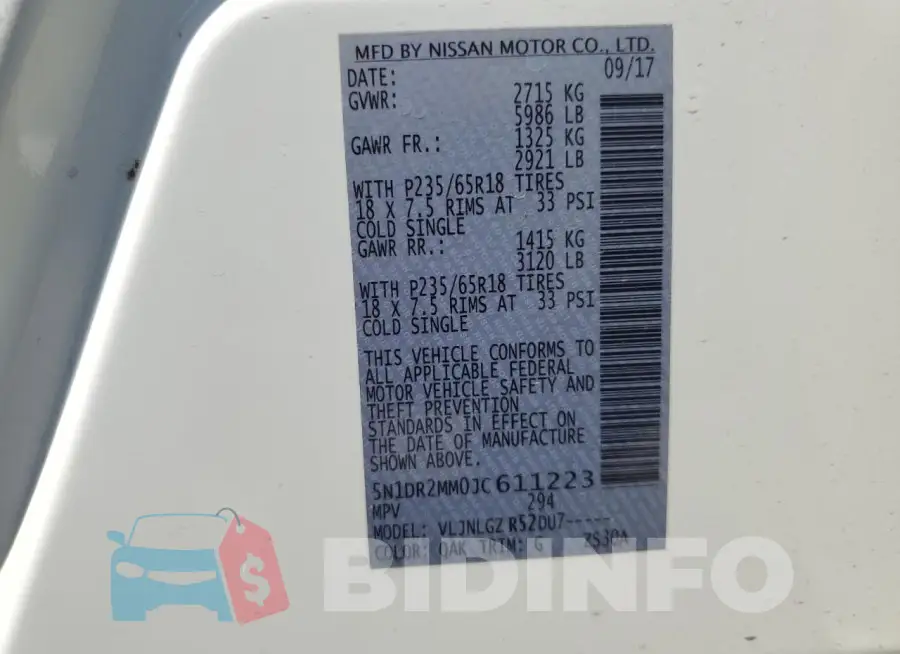 5N1DR2MM0JC611223 Photo# 14