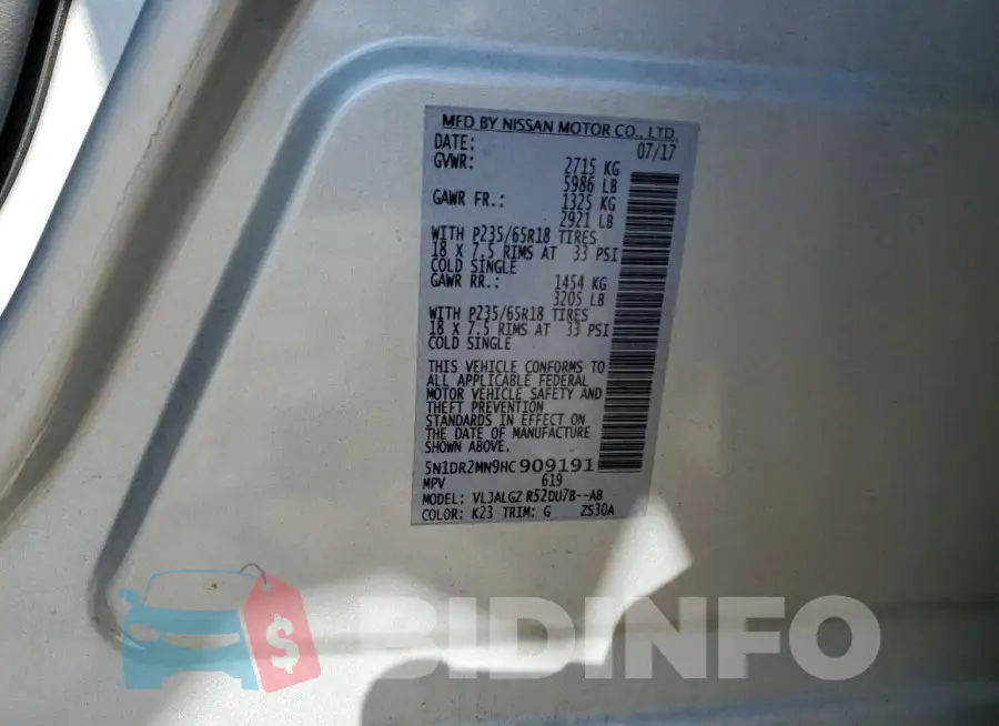 5N1DR2MN9HC909191 Photo# 13