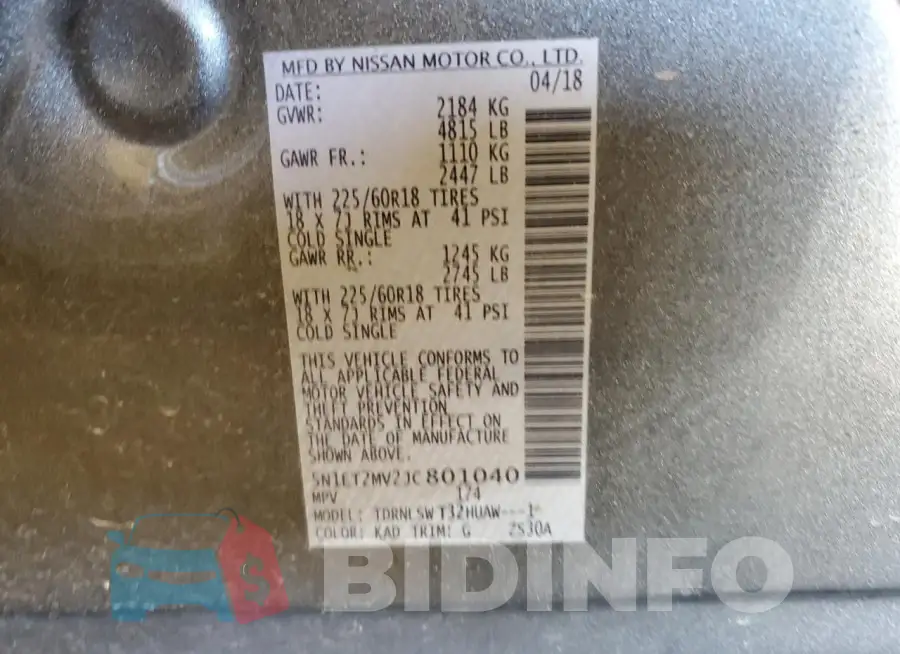 5N1ET2MV2JC801040 Photo# 12