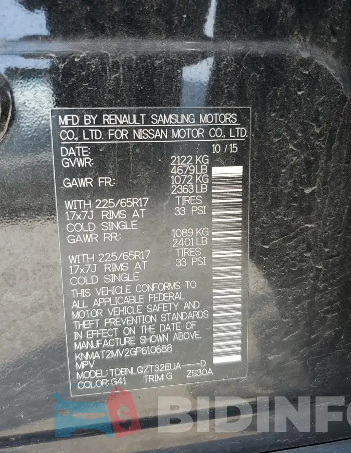 KNMAT2MV2GP610688 Photo# 13