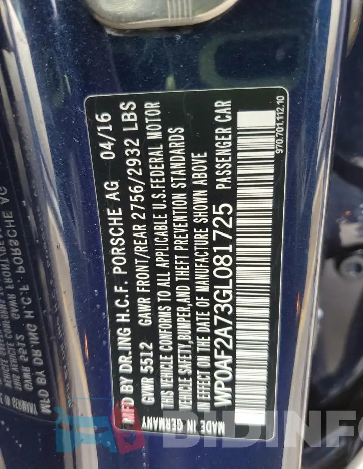 WP0AF2A73GL081725 Photo# 12