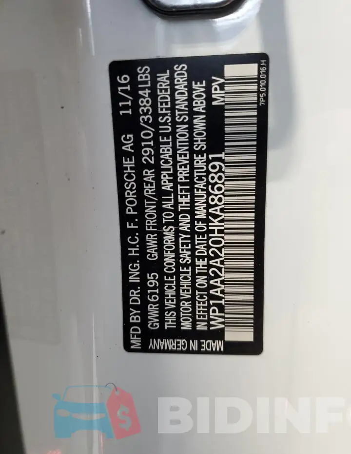 WP1AA2A20HKA86891 Photo# 13
