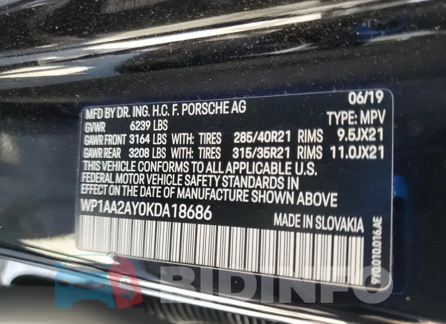 WP1AA2AY0KDA18686 Photo# 13