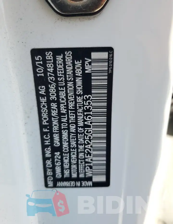 WP1AE2A25GLA61353 Photo# 13