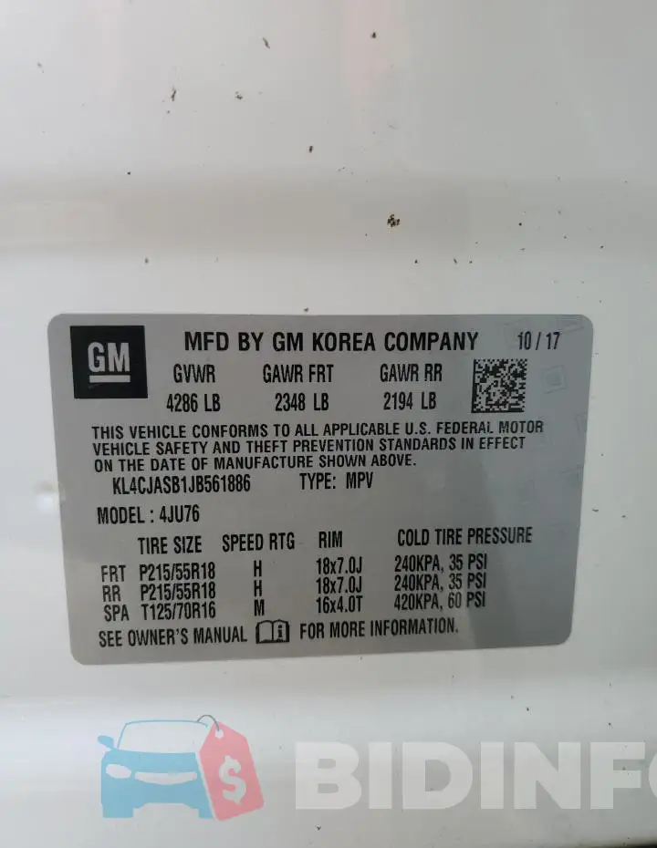 KL4CJASB1JB561886 Photo# 14