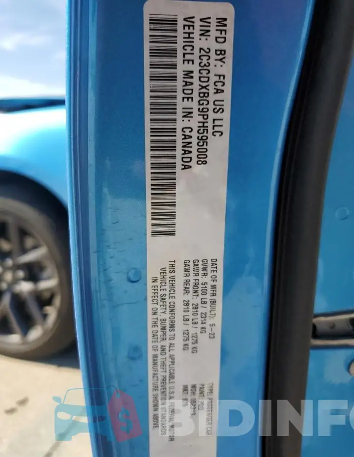2C3CDXBG9PH595008 Photo# 13