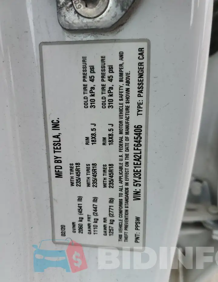 5YJ3E1EA2LF645406 Photo# 12