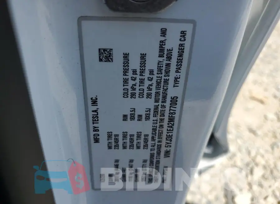 5YJ3E1EA2MF877005 Photo# 13
