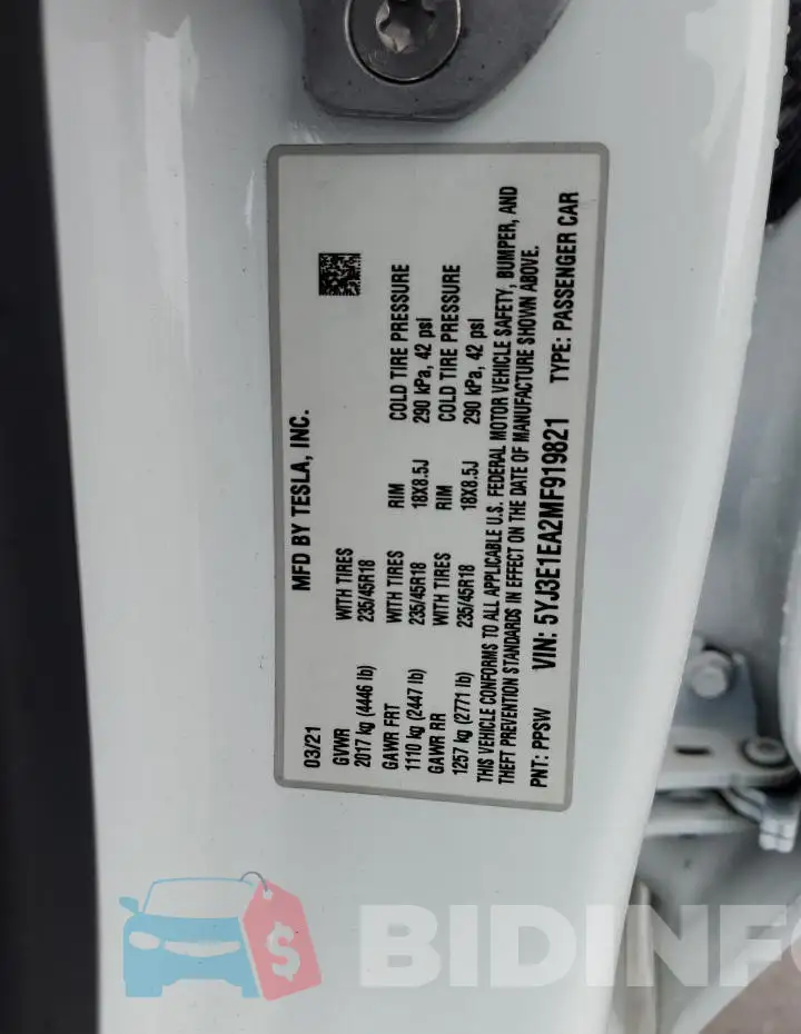 5YJ3E1EA2MF919821 Photo# 13