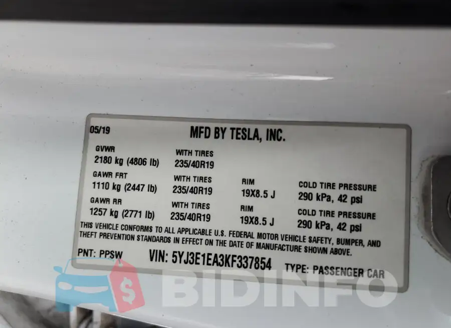 5YJ3E1EA3KF337854 Photo# 12