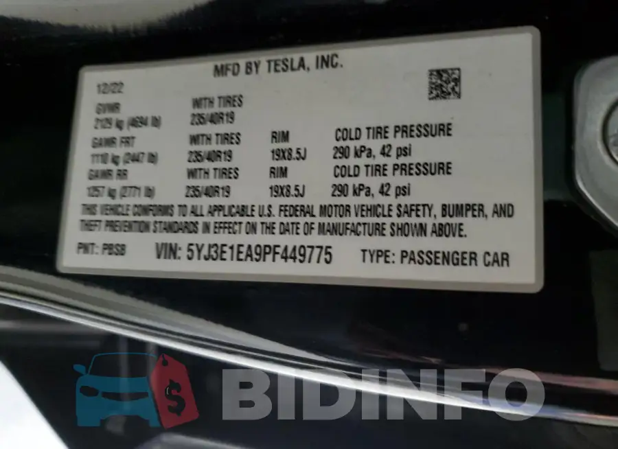 5YJ3E1EA9PF449775 Photo# 12